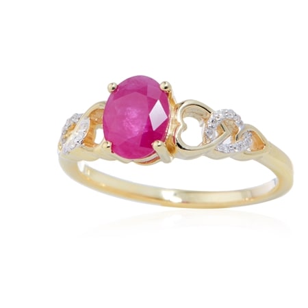 1.27ct Tanzanian Ruby & Diamond Accent Oval Ring 9ct YG