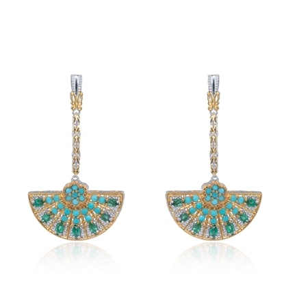 Gems en Vogue Turquoise & Emerald Earrings Palladium Silver