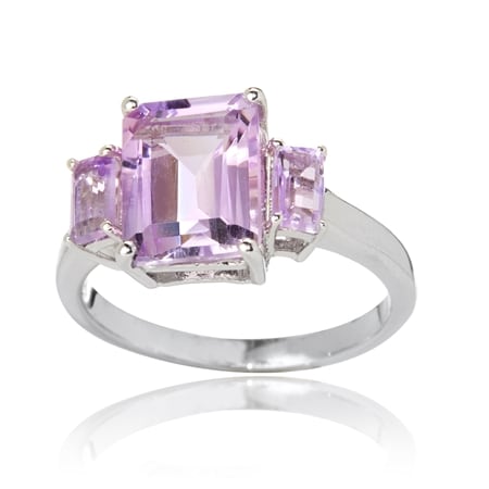 3.3ct Rose De France Trilogy Ring Sterling Silver