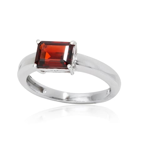 1.9ct Crimson Garnet Square Solitaire Ring Sterling Silver