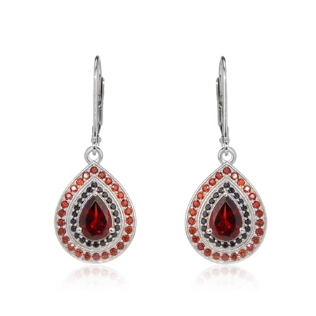 2.5ct Crimson Garnet & Black Spinel Earrings Sterling Silver
