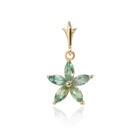 0.57ct Indian Alexandrite Floral Pendant 9ct Yellow Gold