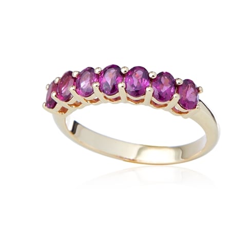1.40ct Malaya Pink Garnet Half Eternity Stacker Ring 9ct YG