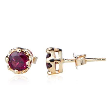 0.86ct Malaya Pink Garnet Round Stud Earrings 9ct Yellow Gold