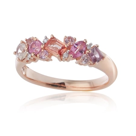 1.00ct Padparadscha Sapphire & Diamond Accent Ring 9ct RG