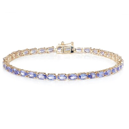 7.31ct Tanzanite Oval Tennis Bracelet 9ct Gold 19cm