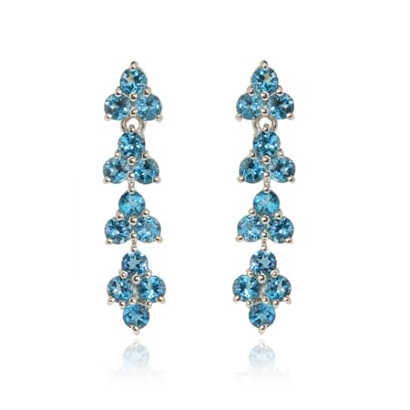 3.3ct London Blue Topaz Drop Earrings Sterling Silver