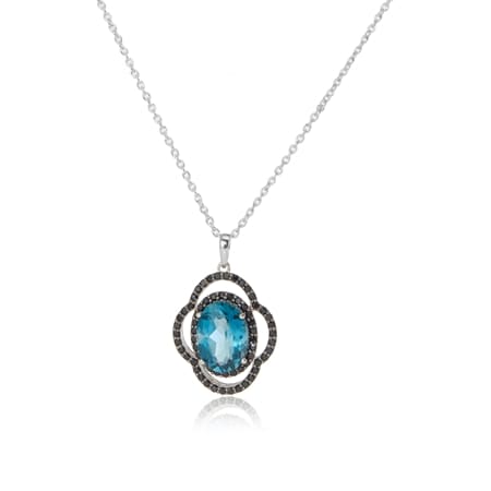 7.6ct London Blue Topaz & Black Spinel Pendant Sterling Silver