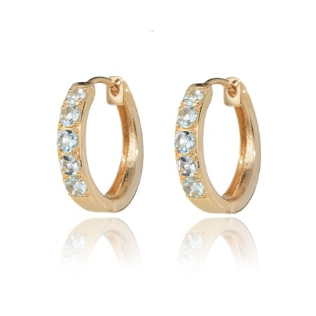 0.57ct Aquamarine Hoop Earrings 9ct Yellow Gold