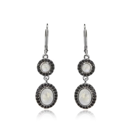 3.6ct Rainbow Moonstone & Black Spinel Earrings Sterling Silver