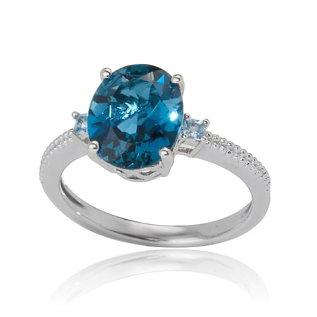 3.3ct London Blue Topaz Solitaire Ring Sterling Silver
