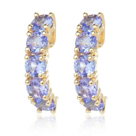 1.00ct Tanzanite Half Hoop Earrings 9ct Gold