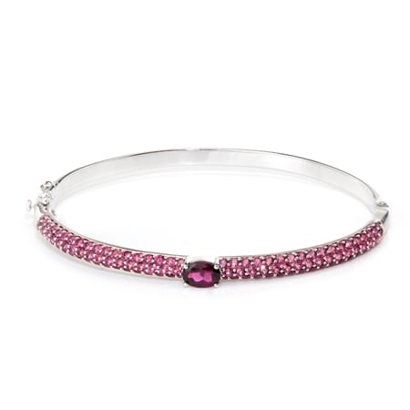 Gem Ambassador 4.30ct Rosanite Garnet Bangle Sterling Silver