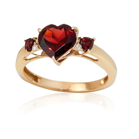 2.32ct Mozambique Garnet & Diamond Accent 3-Stone Ring 9ct YG