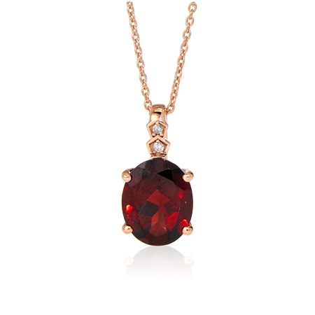2.96ct Mozambique Garnet & Dia Accent Pendant w/ Chain 9ct RG