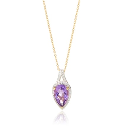 1.70ct Bolivian Amethyst & 0.15ct Diamond Pendant w/ Chain 9ct YG