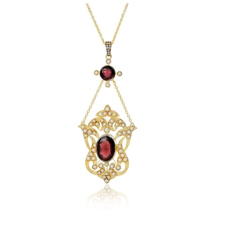 Carol Brodie Garnet & Pearl Pendant Sterling Silver