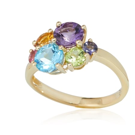 Gem Ambassador 2.00ct Multi Gemstone Cluster Ring 9ct Gold