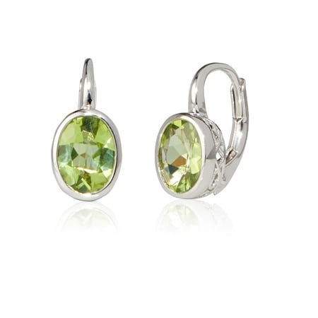2.0ct Peridot Oval Earrings Sterling Silver