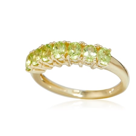 1.07ct Jilin Peridot 7-Stone Stacker Ring 9ct Yellow Gold