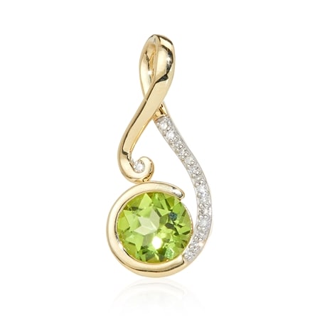 1.61ct Jilin Peridot & Diamond Accent Statement Drop Pendant 9ct YG