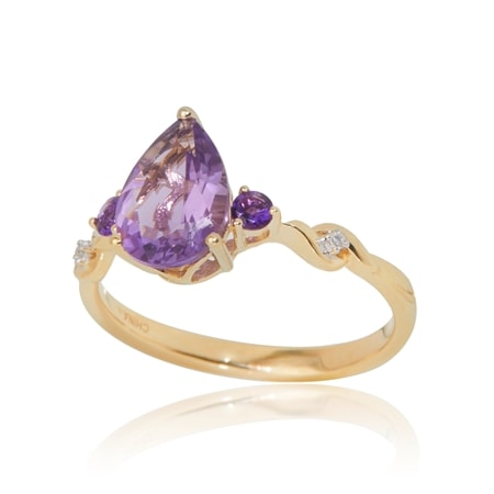 1.50ct Brazilian Amethyst & Dia Accent Ring 9ct Yellow Gold
