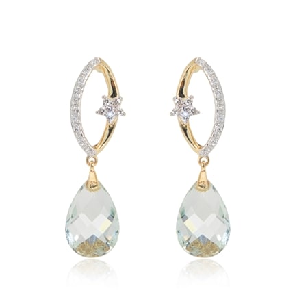4.50ct Brazilian Prasiolite & 0.17ct Diamond Earrings 9ct YG