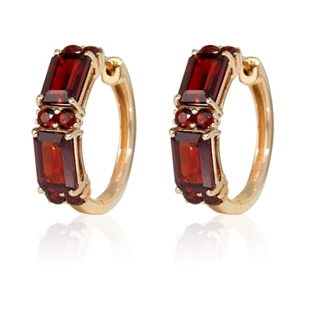 3.60ct Mozambique Garnet Hoop Earrings 9ct Yellow Gold