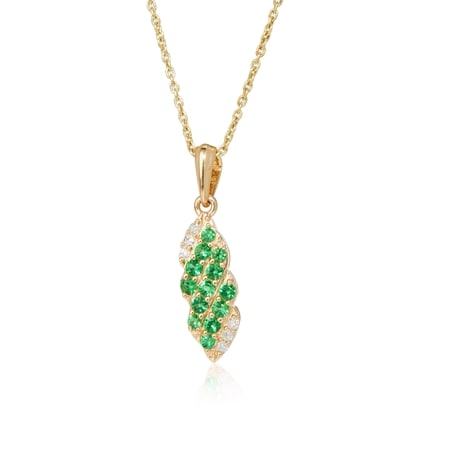 0.30ct Tsavorite Garnet & Dia Accent Pendant w/ Chain 9ct YG