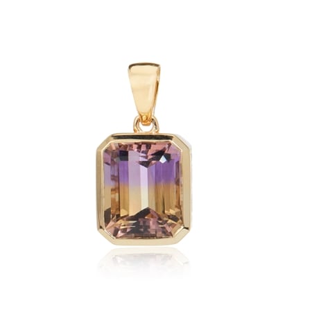 3.61ct Bolivian Ametrine Octagon Bezel Set Pendant 9ct Yellow Gold