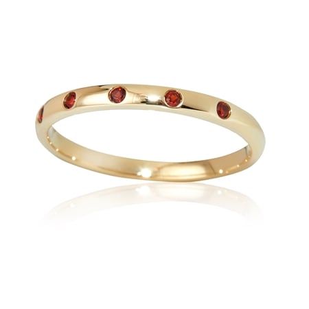 0.08ct Mozambique Garnet Swiss Set Band Ring 9ct Yellow Gold