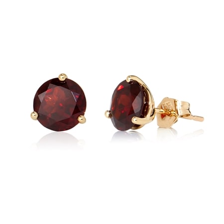 3.40ct Mozambique Garnet Round Stud Earrings 9ct Yellow Gold
