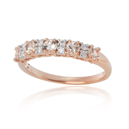0.40ct Mozambique Morganite & 0.12ct Diamond Band Ring 9c YG