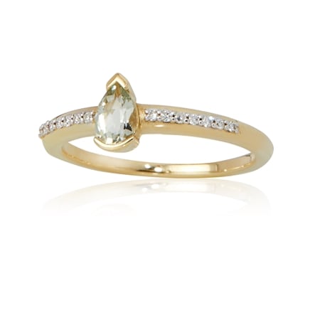 0.46ct Australian Jungle Lime Beryl & Dia Accent Ring 9ct YG