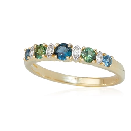 0.50ct Australian Teal Sapphire & Dia. Accent Ring 9ct Yellow Gold
