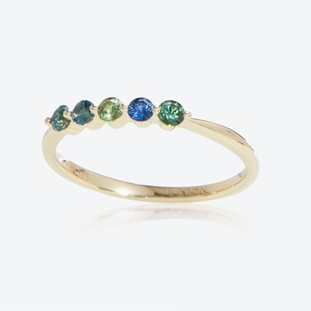 0.32ct Australian Teal Sapphire 5-Stone Stacker Ring 9ct Gold