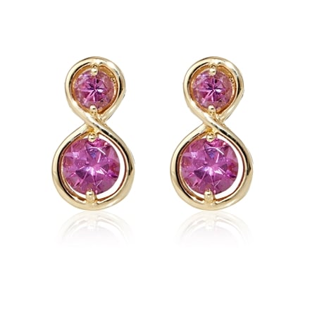 0.92ct Malawian Magenta Garnet 2-Stone Drop Earrings 9ct Yellow Gold