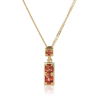 0.40ct Tanzanian Orange Sapphire Drop Pendant w/ Chain 9ct YG