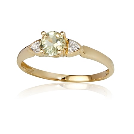 0.44ct Turkish Csarite & Diamond Accent Ring 9ct Yellow Gold