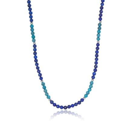 Elemental Turquoise 14.0ct Turquoise & Lapis Beaded Necklace 45cm Sterling