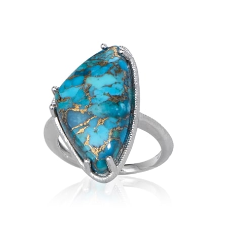 Elemental Turquoise 15.5ct Blue Copper Turquoise Ring Sterling Silver