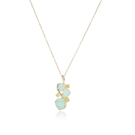 4.77ct Burmese Natural Green Jadeite & Peridot Cluster Pendant w/ Chain 9ct