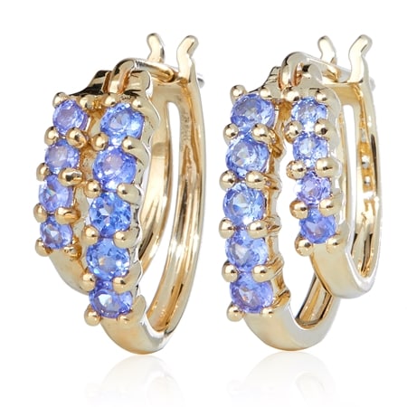 0.50ct Tanzanite 2-Row Hoop Earrings 9ct Yellow Gold