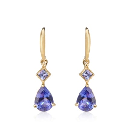 2.20ct Tanzanite Pear Drop Earrings 9ct Yellow Gold