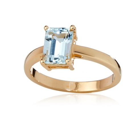 1.25ct Aquamarine Octagon Solitaire Ring 9ct Yellow Gold