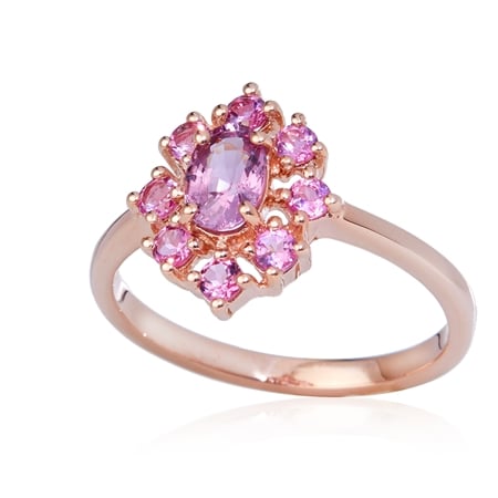 0.90ct Burmese Pink Spinel & Pink Tourmaline Ring 9ct Rose Gold