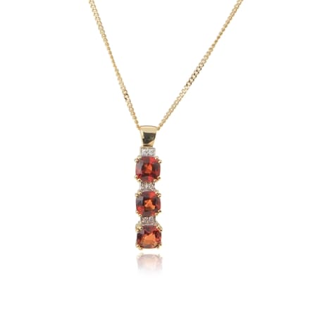 1.85ct Burmese Orange Spinel & Dia. Accent Pendant w/ Chain 9ct YG