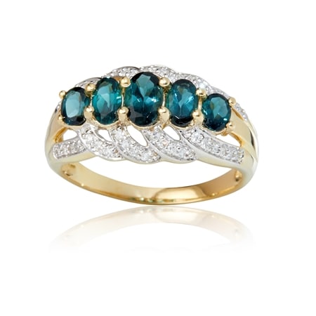 1.20ct Indicolite Tourmaline & 0.21ct Diamond Ring 9ct YG