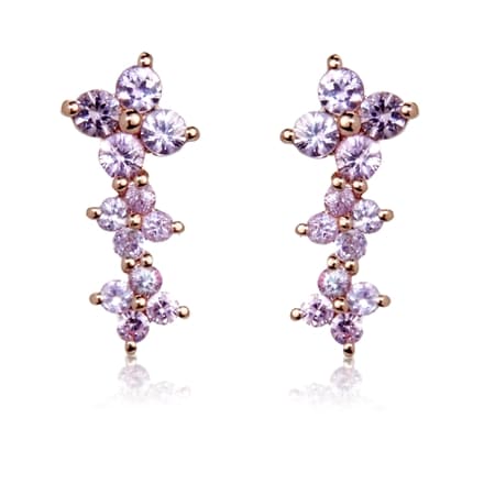 0.84ct Pink Sapphire Floral Drop Earrings 9ct Rose Gold