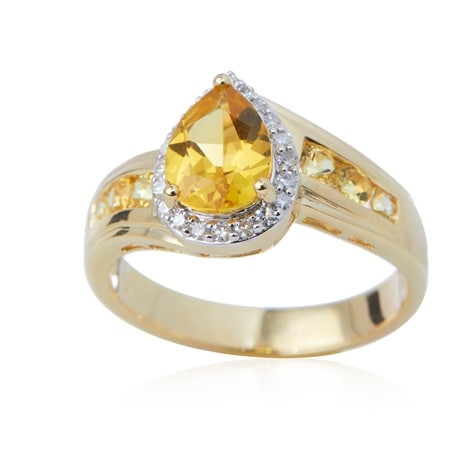 1.10ct Brazilian Golden, Yellow Beryl & 0.12ct Dia. Ring 9ct YG